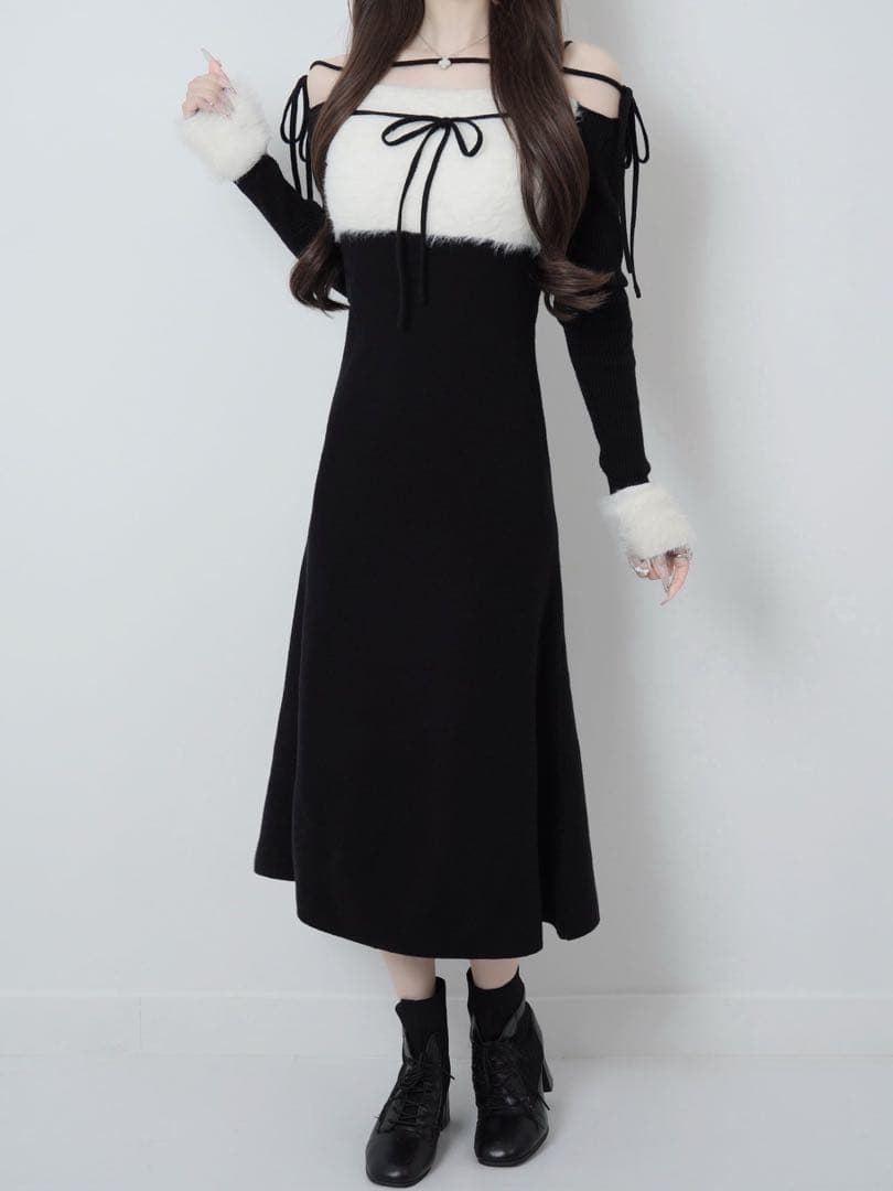 Lumignon ワンピースRibbon bust fluffy long op