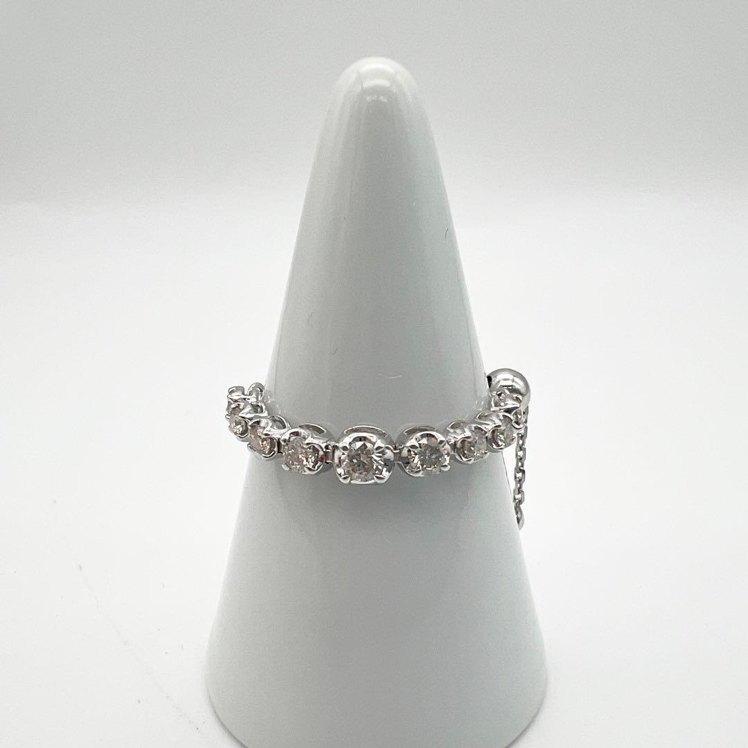 ラスト1点❗️新品‼️K18WGダイヤモンド✨0.4ctフリーサイズチェーンリング