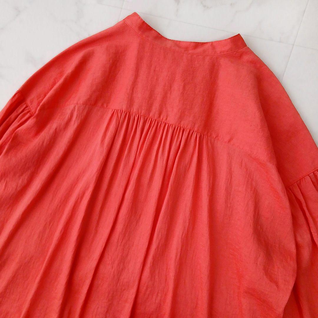 未使用タグ付 アンタイトル 大きいサイズ 48 リネン混 ギャザーデザインシャツ