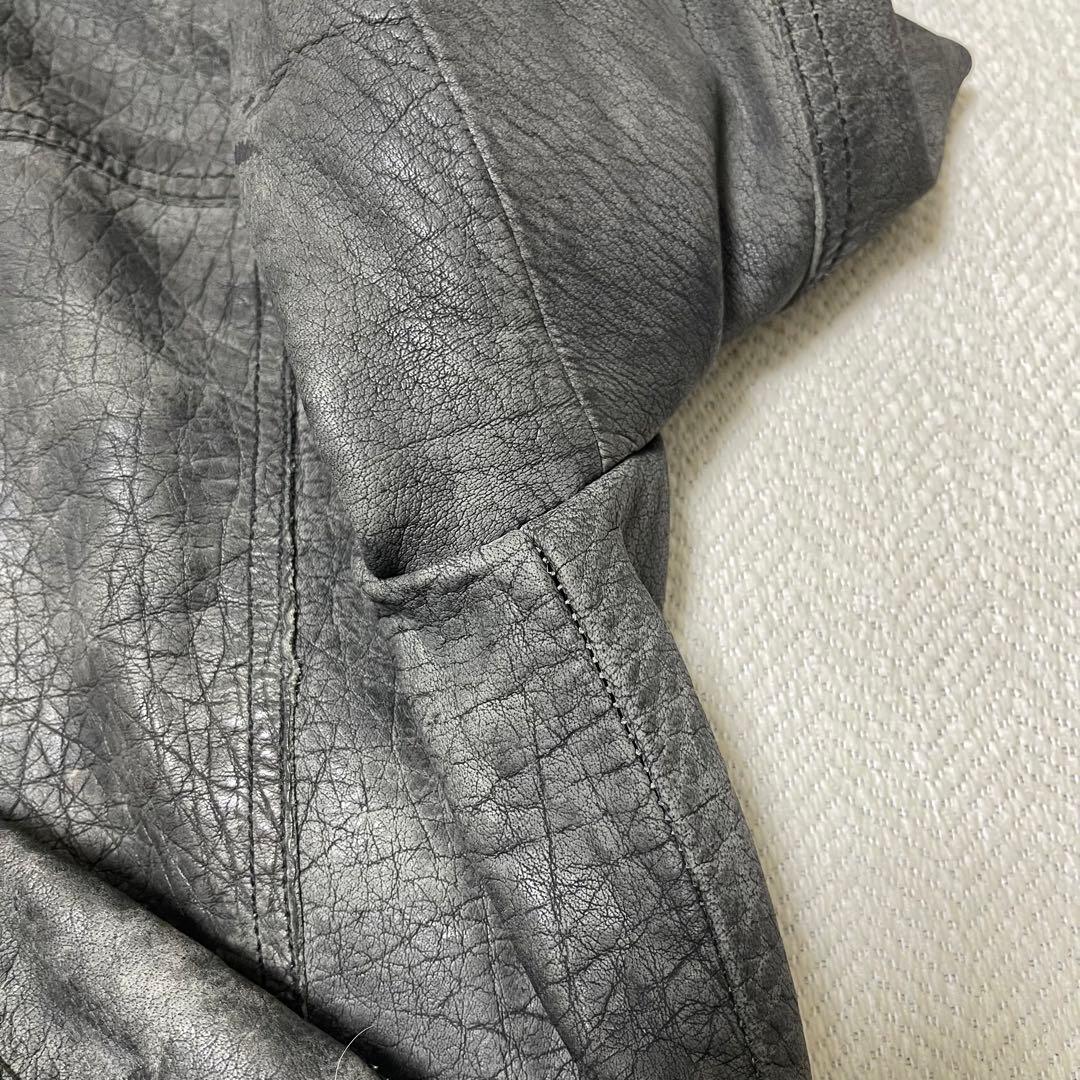 ZARA ザラ 水牛 本革 レザーライダースジャケット ヴィンテージ加工 L