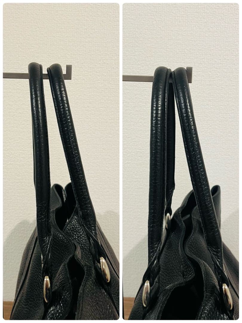 【美品】バーニーズニューヨーク レザートートバッグ ブラック