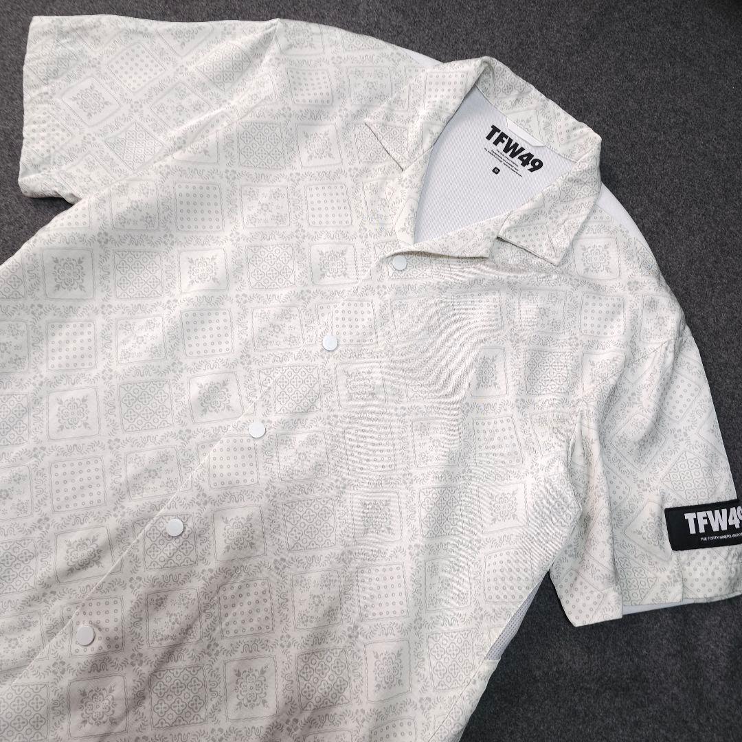 美品 TFW49×レインスプーナーコラボ バンダナ柄 半袖ゴルフポロシャツ M白
