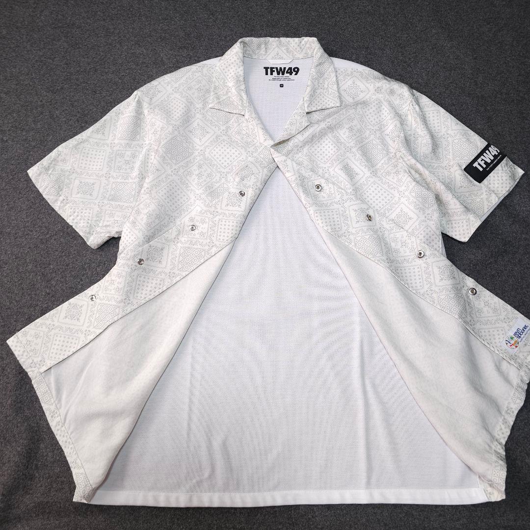 美品 TFW49×レインスプーナーコラボ バンダナ柄 半袖ゴルフポロシャツ M白
