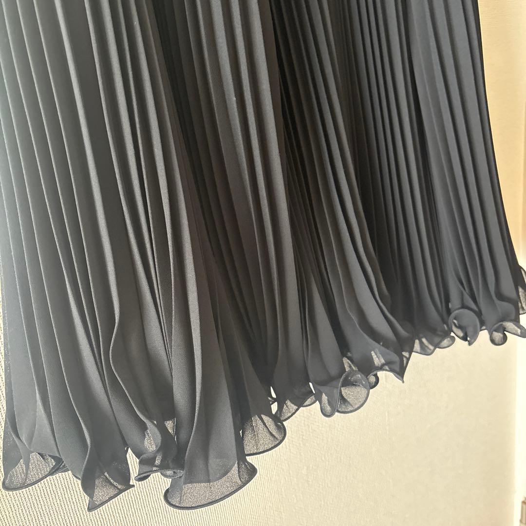 美品【used】社交ダンスウェアモダンプリーツシフォンスカートBLACKMサイズ