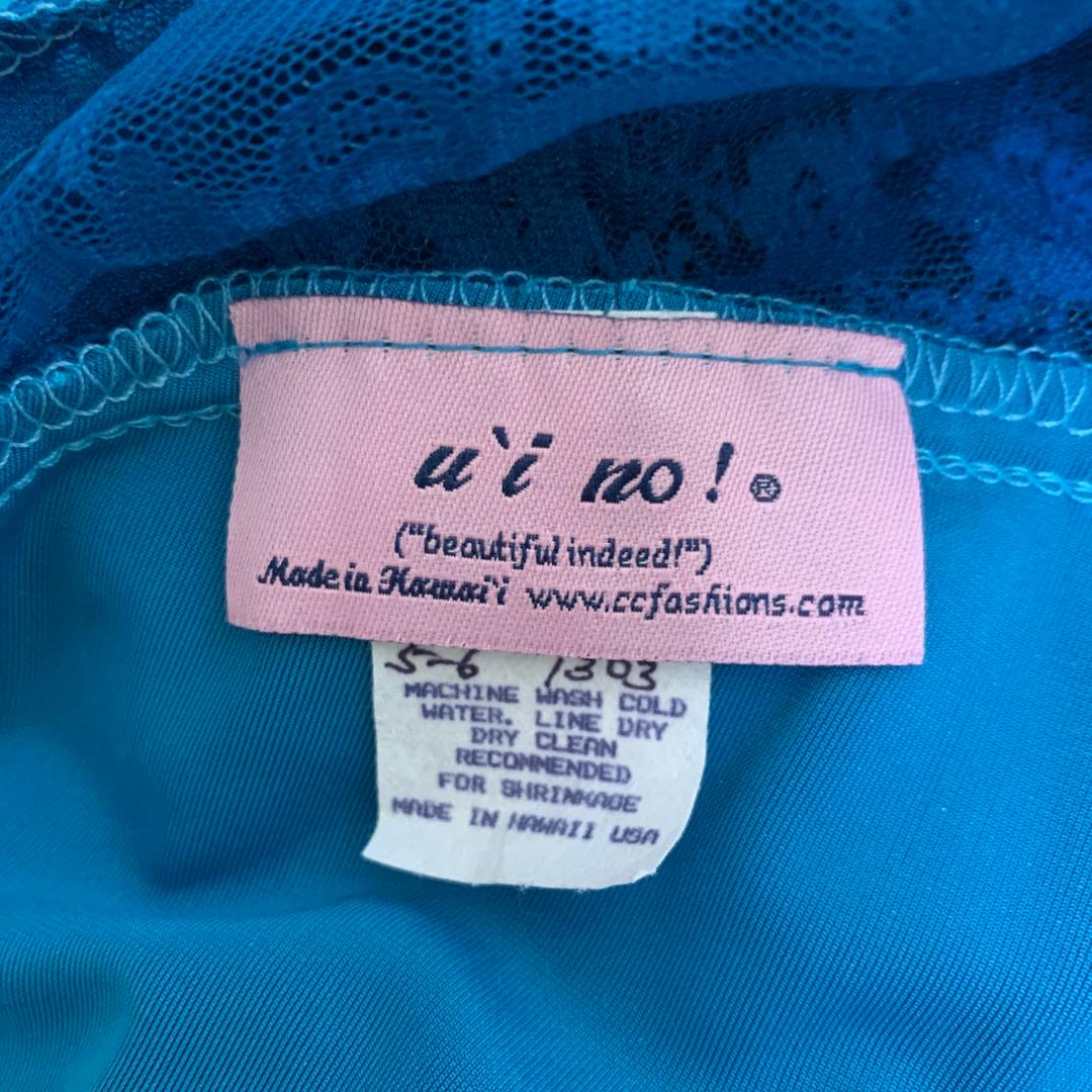 【ui no!】ハワイ製　ハイネック　レース&ベロア　フラダンス　ドレス