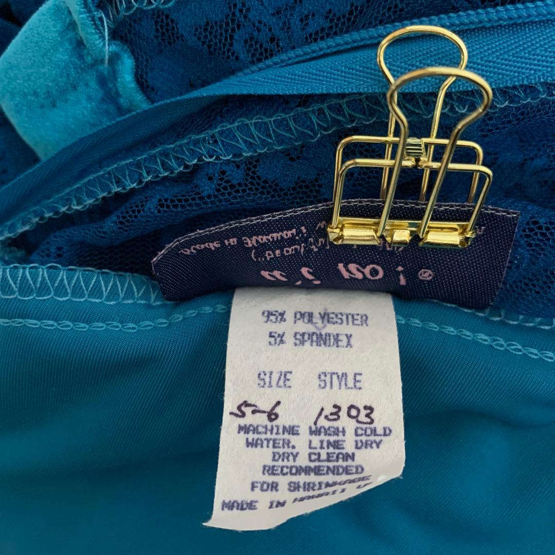 【ui no!】ハワイ製　ハイネック　レース&ベロア　フラダンス　ドレス