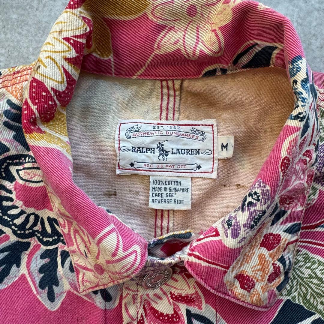 90s シンガポール製 短丈 ポロラルフローレン 総柄 ジャケット ピンク