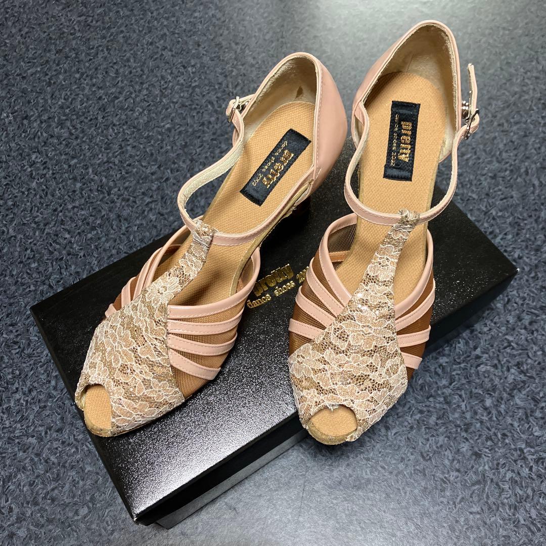 新品未使用 23.5cm 5cm 社交ダンス用オープントゥヒールシューズ