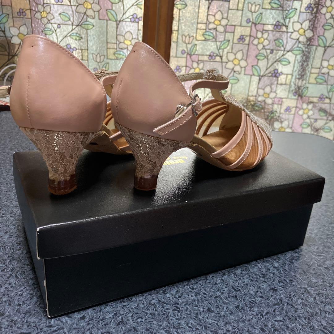 新品未使用 23.5cm 5cm 社交ダンス用オープントゥヒールシューズ