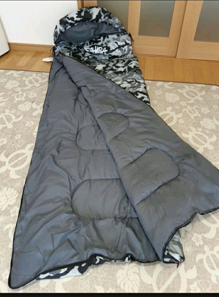 2点セット ウッドランド迷彩 封筒寝袋 -15 冬春用 カモフラ ブラック 防災