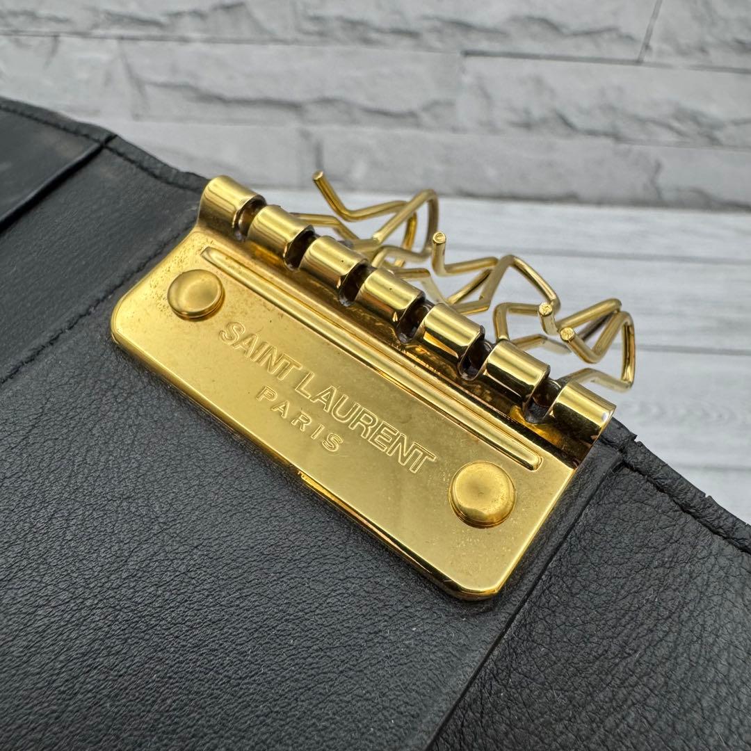 【美品】サンローラン 6連キーケース レザー YSL ロゴ金具 ブラック