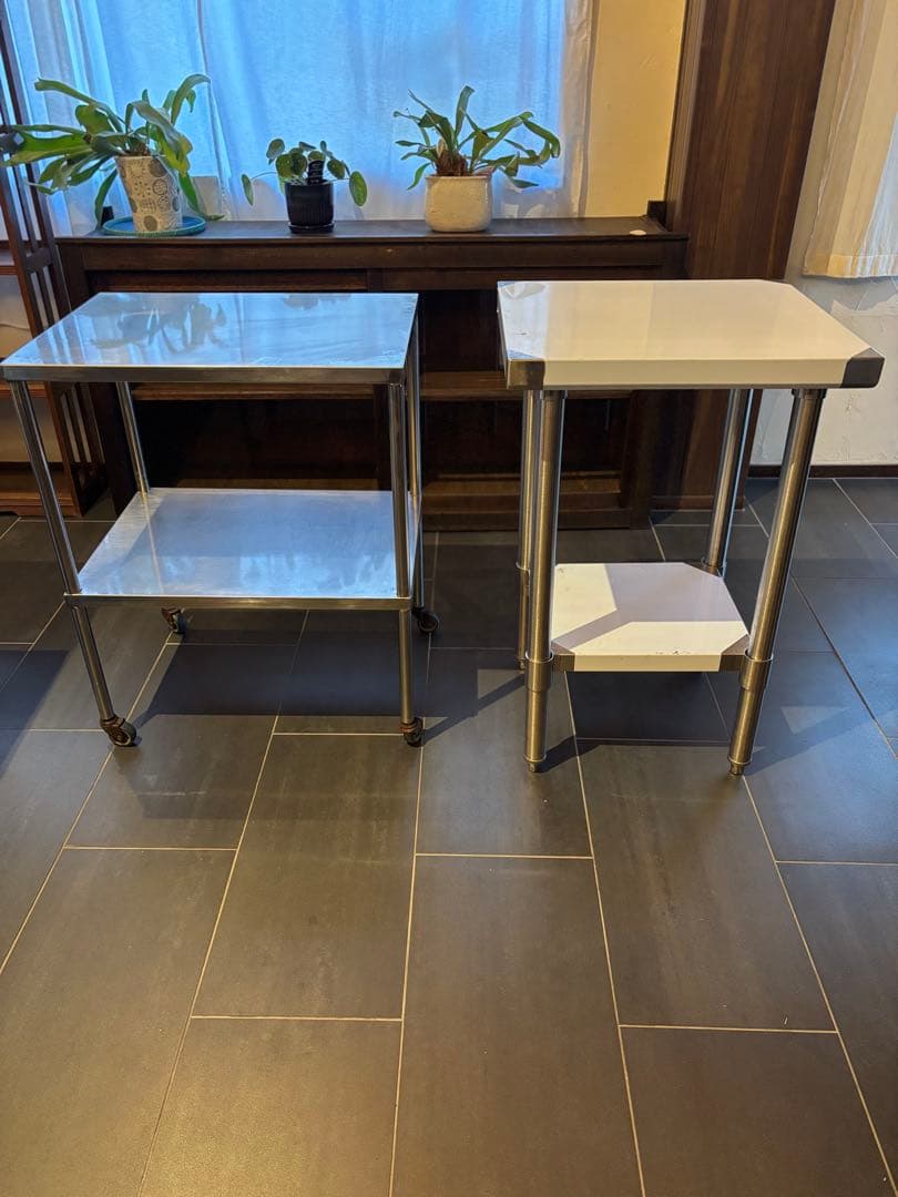 【2台セット】　オーブン台　電子レンジ台　ステンレス製　調理台　業務用