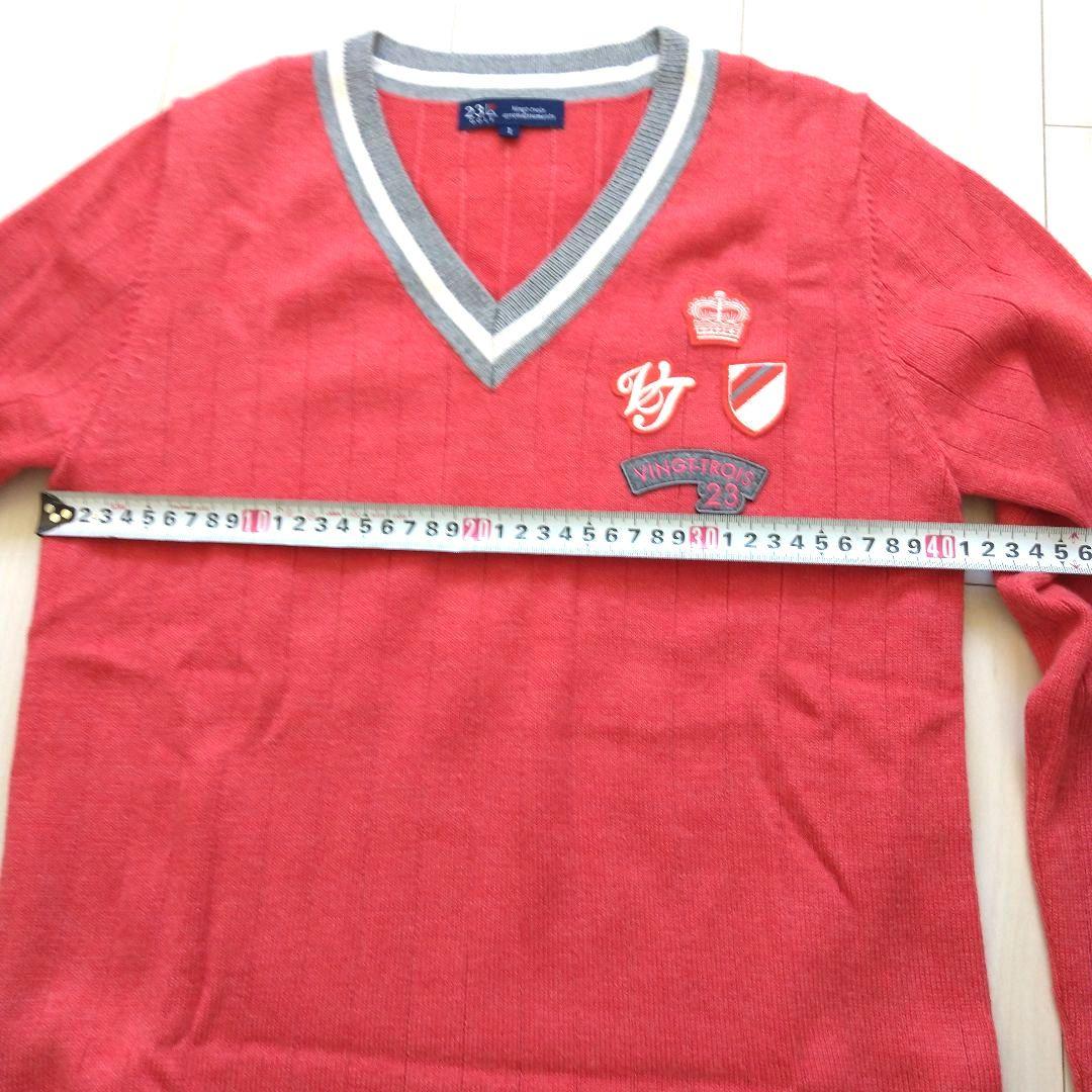 23区ゴルフニットスカート上下セットレディースゴルフウェアピンクチェック美品秋冬