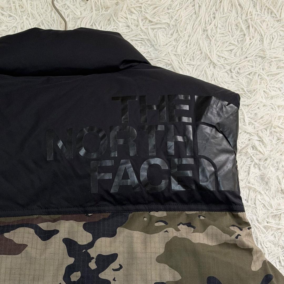 17106✨ノースフェイス 迷彩 ビッグロゴ ダウンベスト ヌプシ XL メンズ
