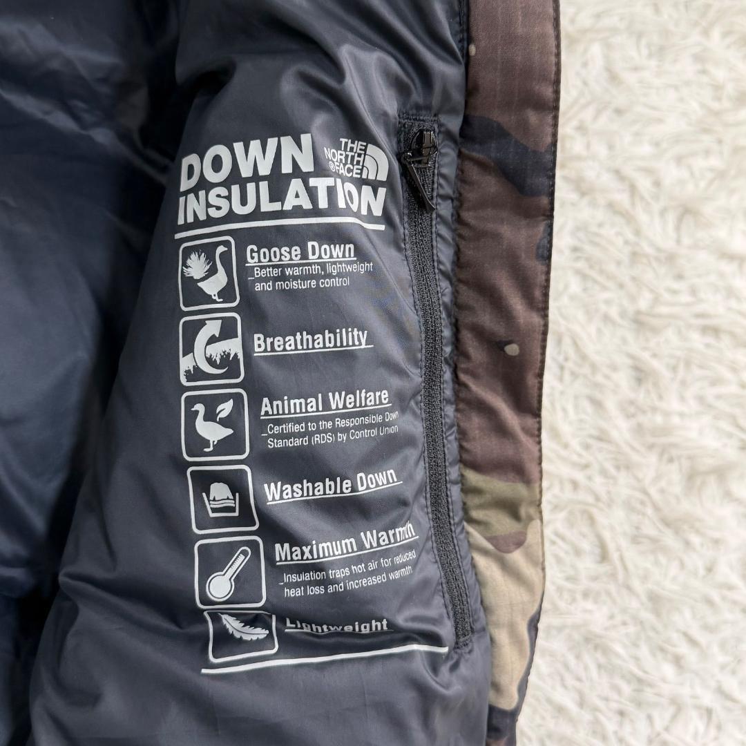 17106✨ノースフェイス 迷彩 ビッグロゴ ダウンベスト ヌプシ XL メンズ