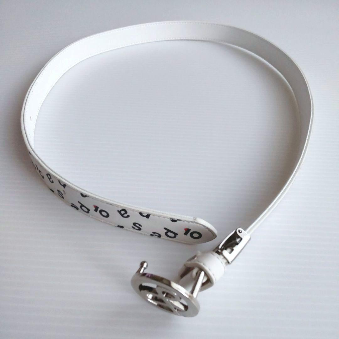 【美品】アンパスィ レディース ゴルフ ベルト ホワイト ロゴバックル