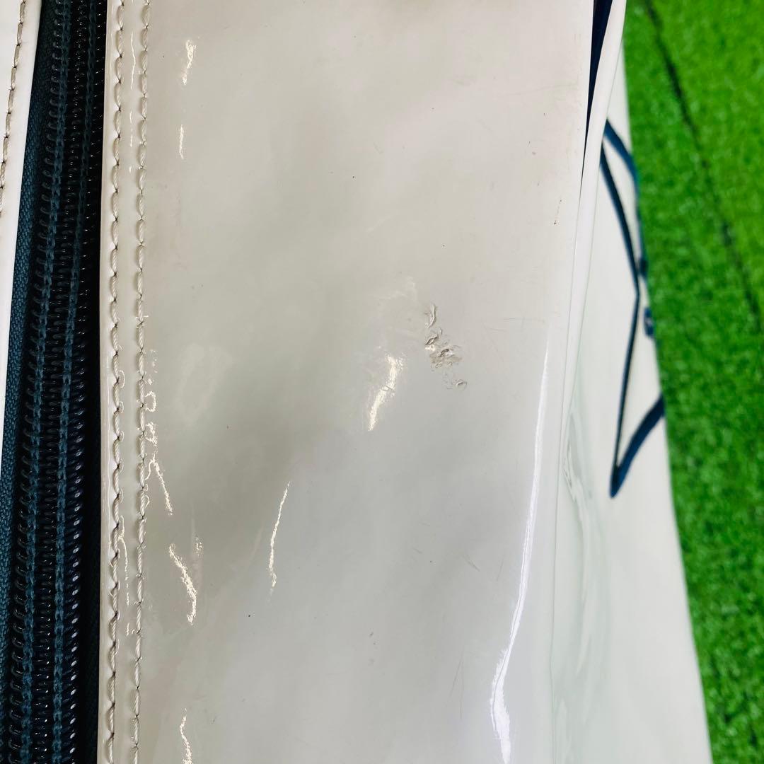 【人気＊定番 】PEARLY GATES　エナメルキャディバッグ　ロゴ　紺×白