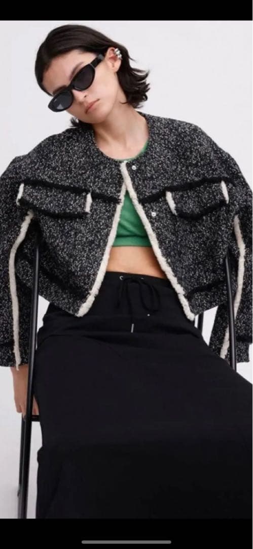 アメリ　OTONA MUSE FRINGE TWEED SHORT JACKET