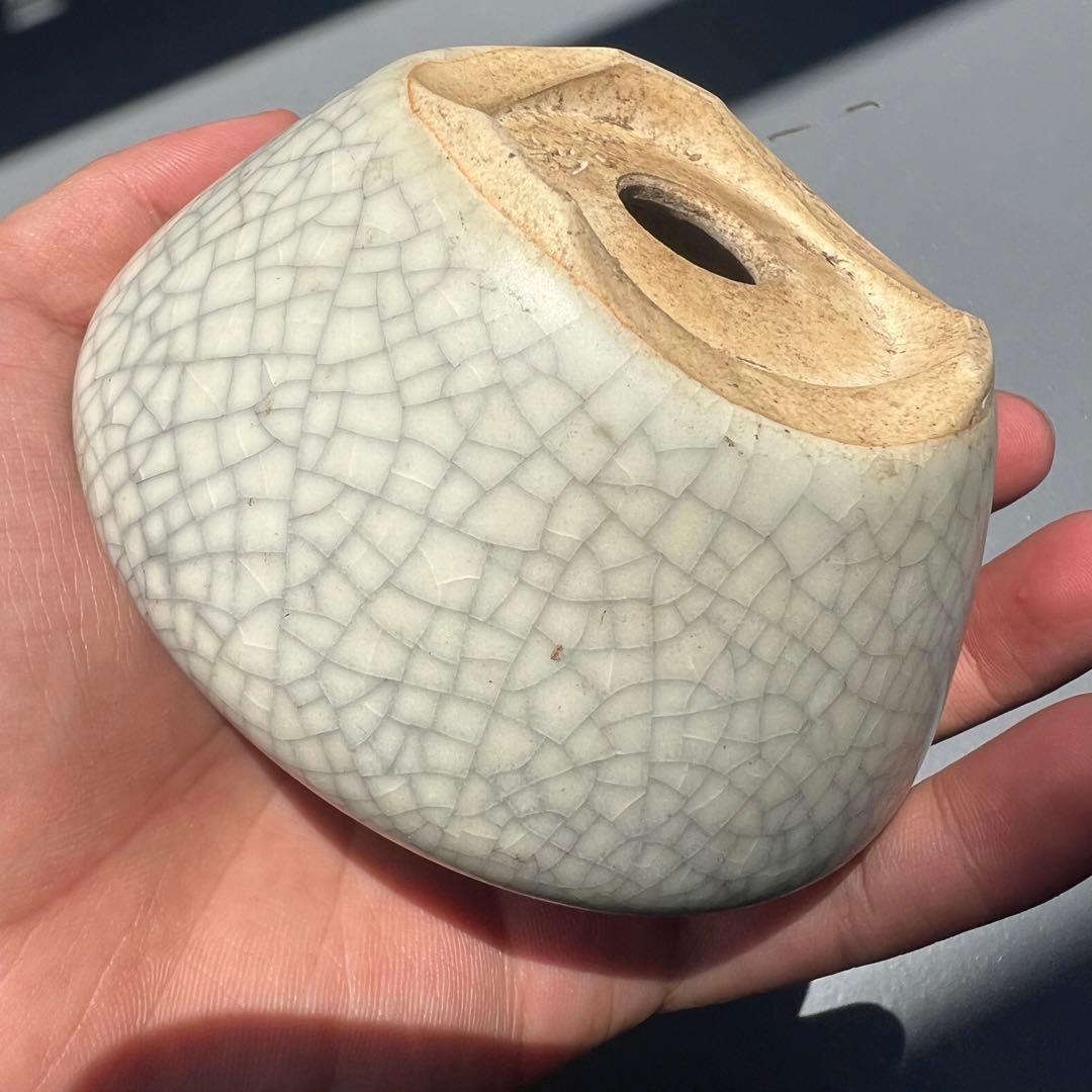 470.美功 貫入釉丸鉢 盆栽鉢 植木鉢 10.2*4.8cm