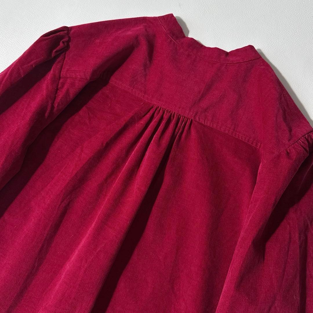 ウィークエンドマックスマーラ コーデュロイ バンドカラー シャツ ギャザー