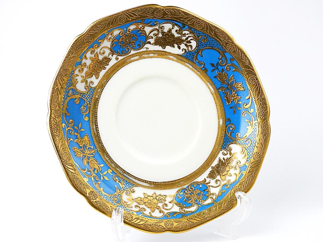 オールドノリタケ 金彩 ターコイズ 薔薇 カップ トリオ