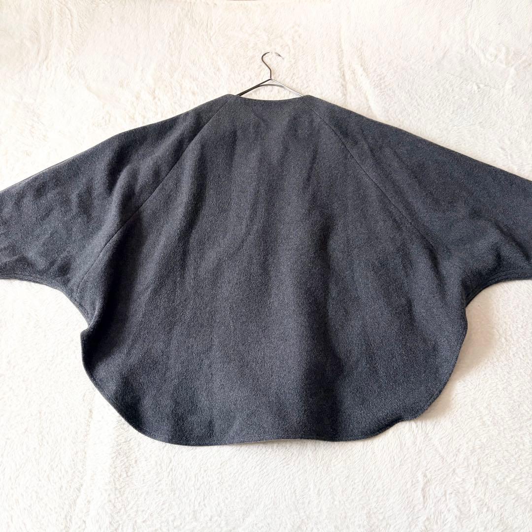 1389 美品✨ ビアズリー ウールポンチョコート ダークグレー ノーカラー F