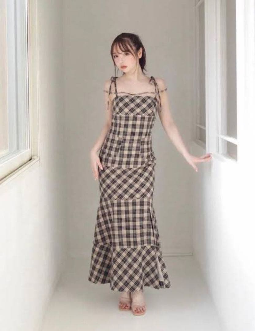 【即日発送】ANDMARY Cecily check long dress