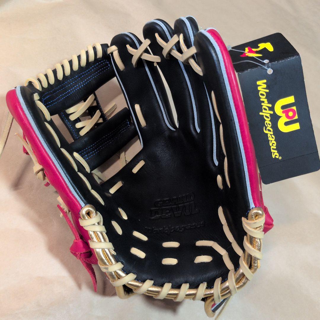 ワールドペガサス:一般大人用:軟式用グラブ:右投げ:サイズ8:黒赤