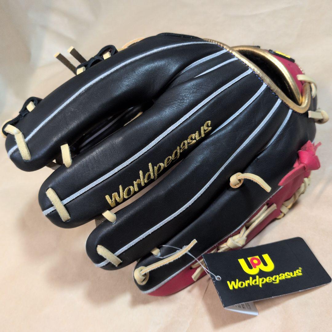 ワールドペガサス:一般大人用:軟式用グラブ:右投げ:サイズ8:黒赤