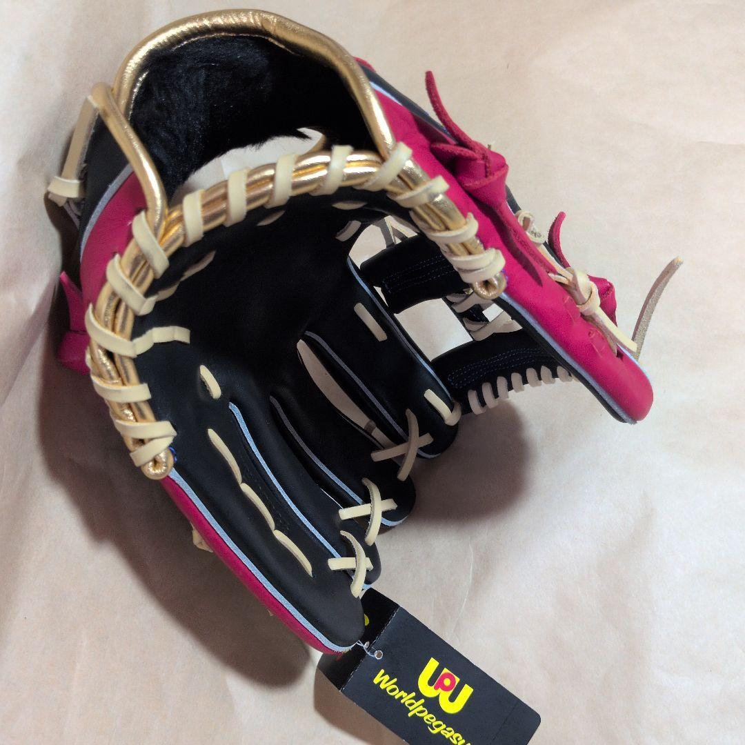 ワールドペガサス:一般大人用:軟式用グラブ:右投げ:サイズ8:黒赤