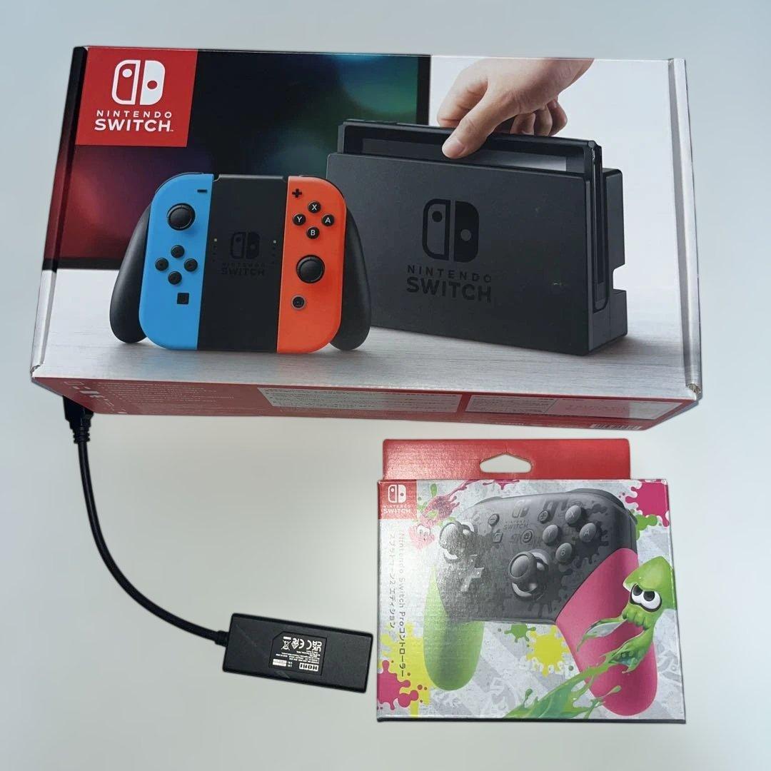Nintendo Switch 本体 赤/青 ジョイコンプロコン、有線ポート付き
