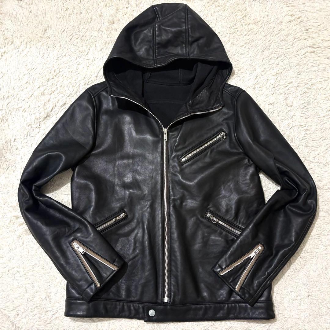 ヒステリックグラマー ラムレザーパーカー レザージャケット 羊革 ブラック L
