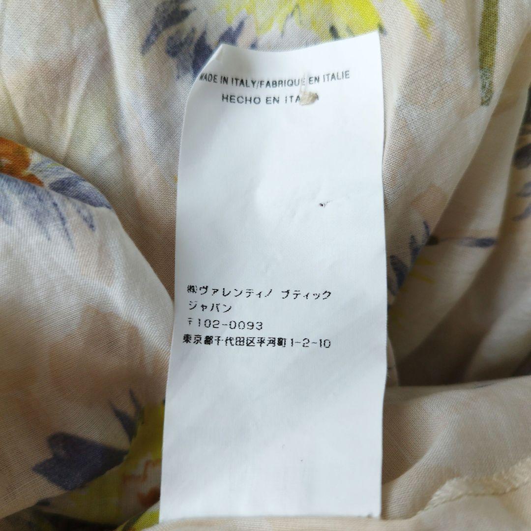 美品✨ヴァレンティノ　ノースリーブシャツワンピース　花柄　ウエストリボン　38