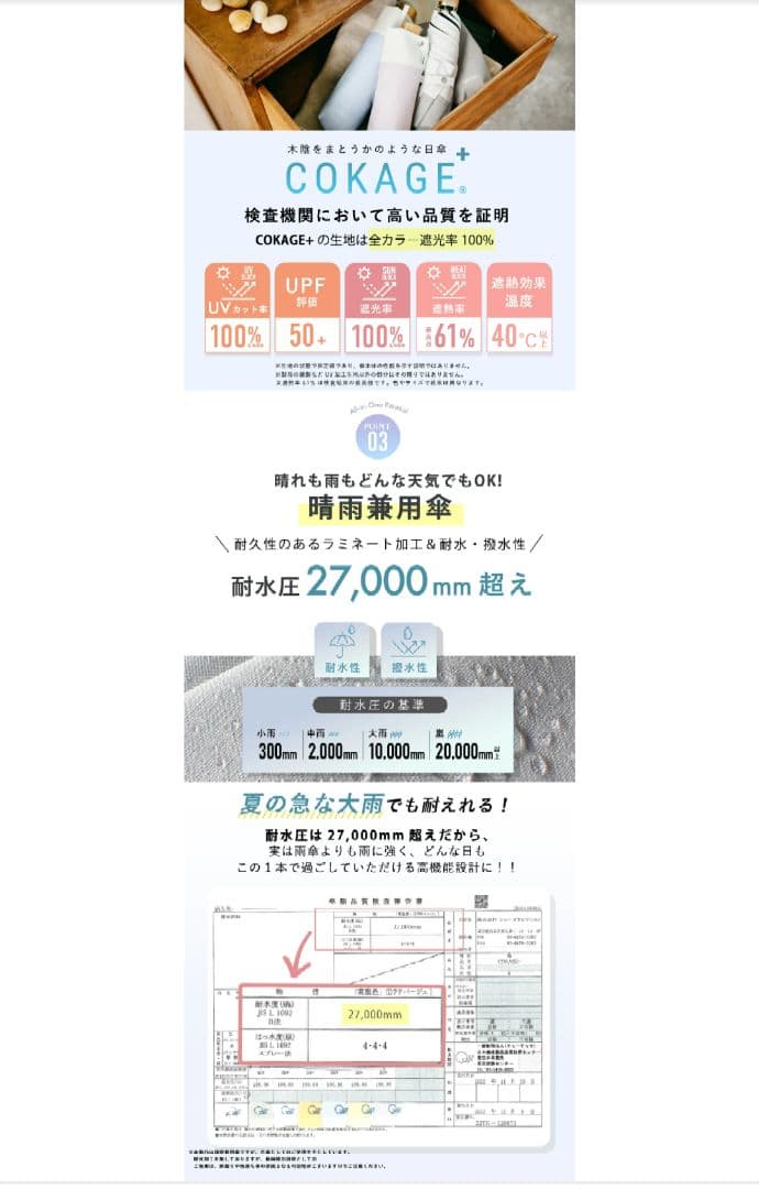 COKAGE+ 折りたたみ傘 UVカット グレー