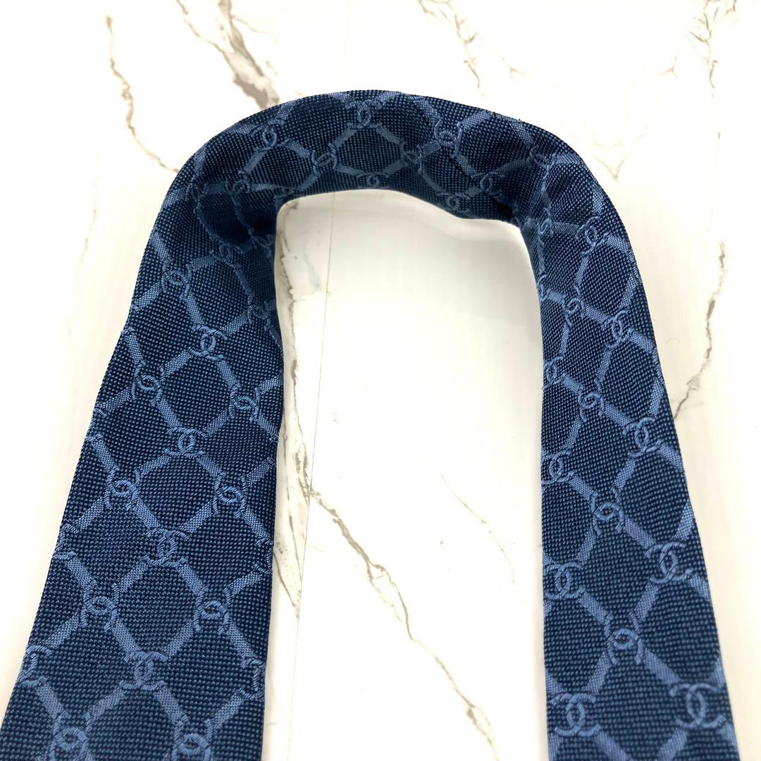 maron　美品　シャネル　ネクタイ　ココマーク総柄　チェック　チェーン