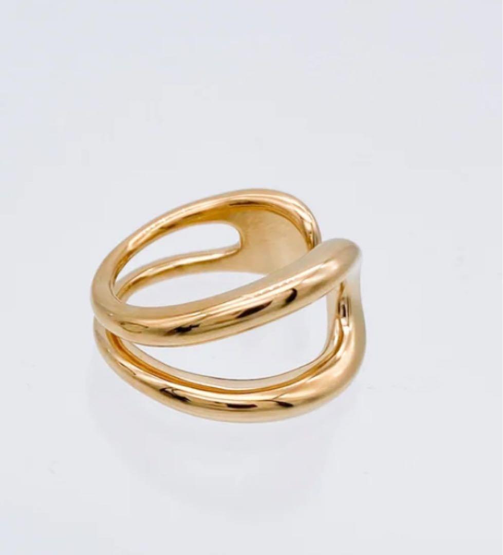 ☆FLYNK☆ ユニセックス　ゴールド スワールデザイン オープンリング