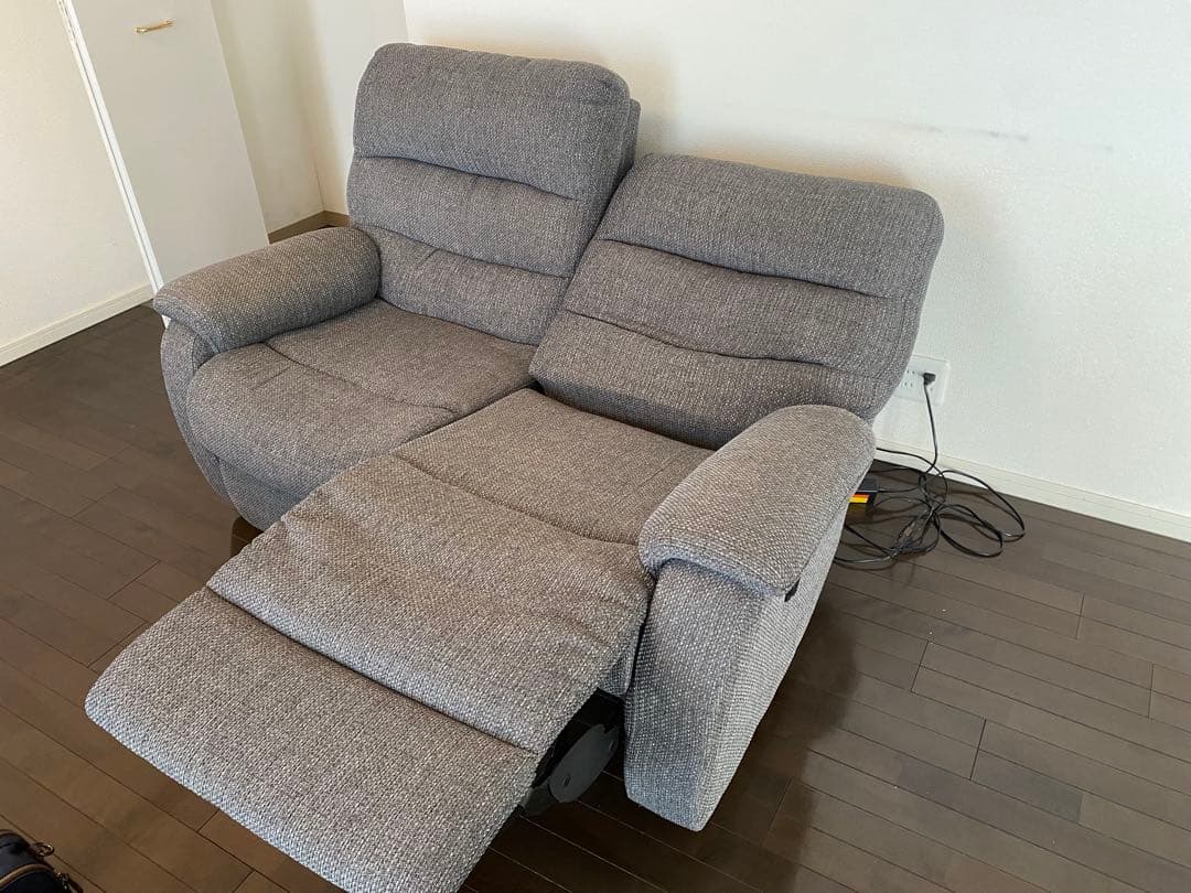 【あおばさま限定】2人掛け 電動リクライニングソファ 幅150 グレー ハイバッ