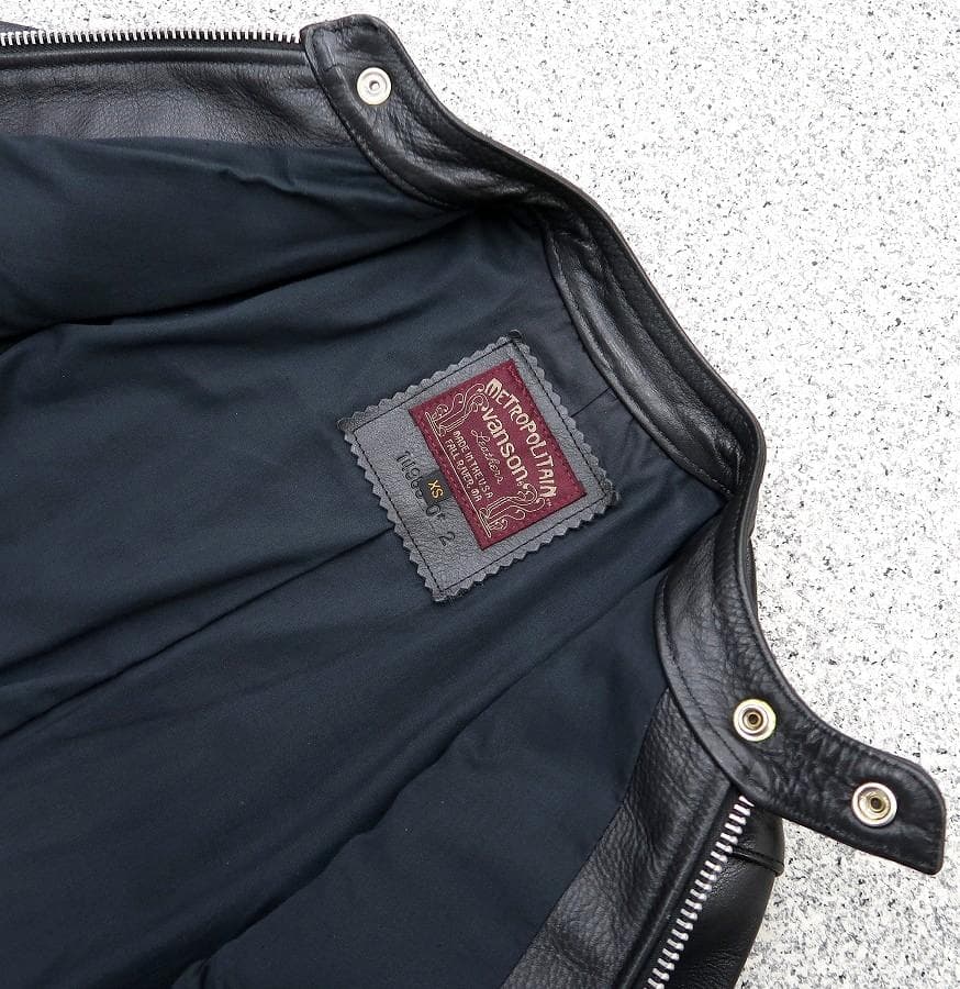極美品 XS シボ革 VANSON シングルライダース ジャケット 黒