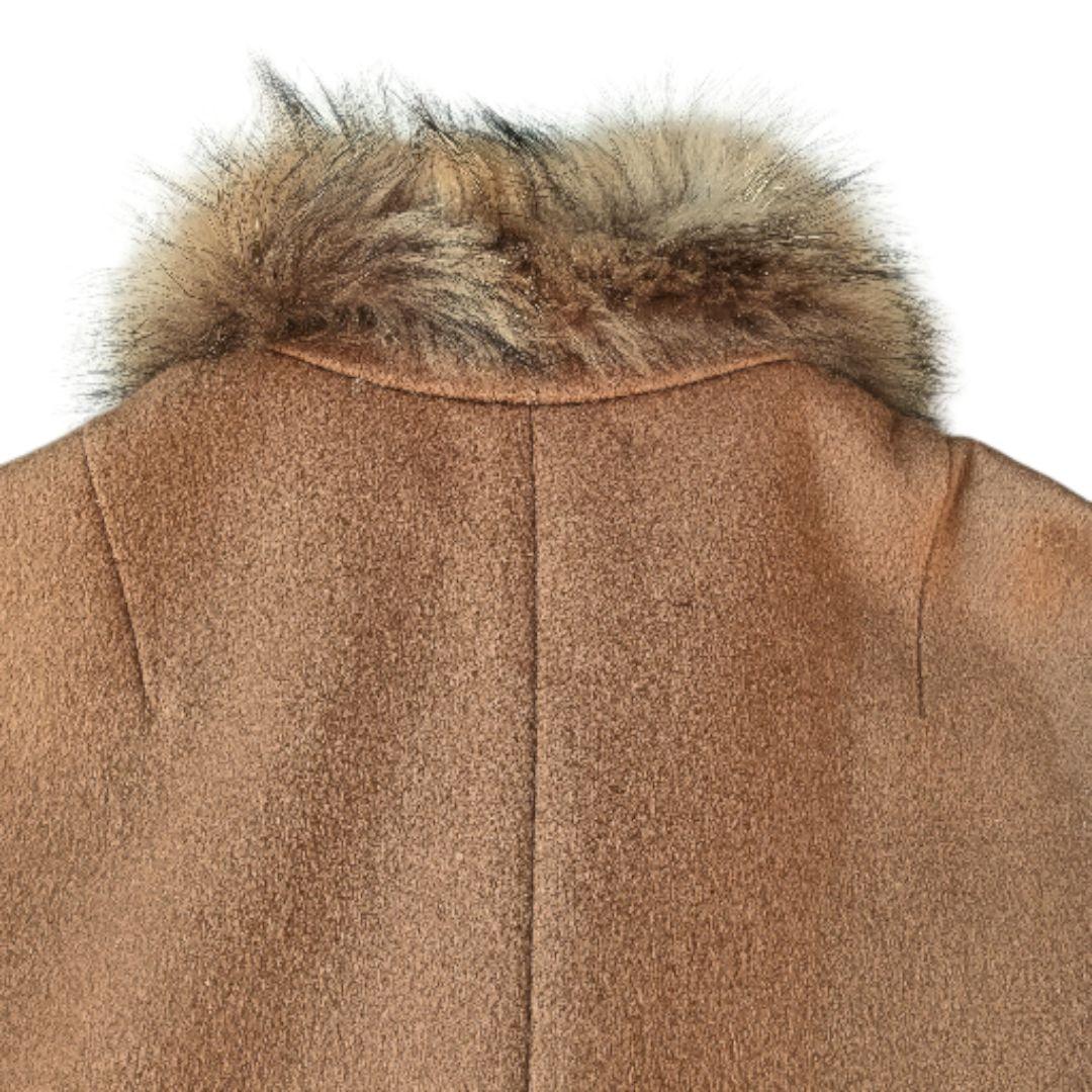 【エストネーション】ウールポンチョコート ラクーンファー 38 ベージュ