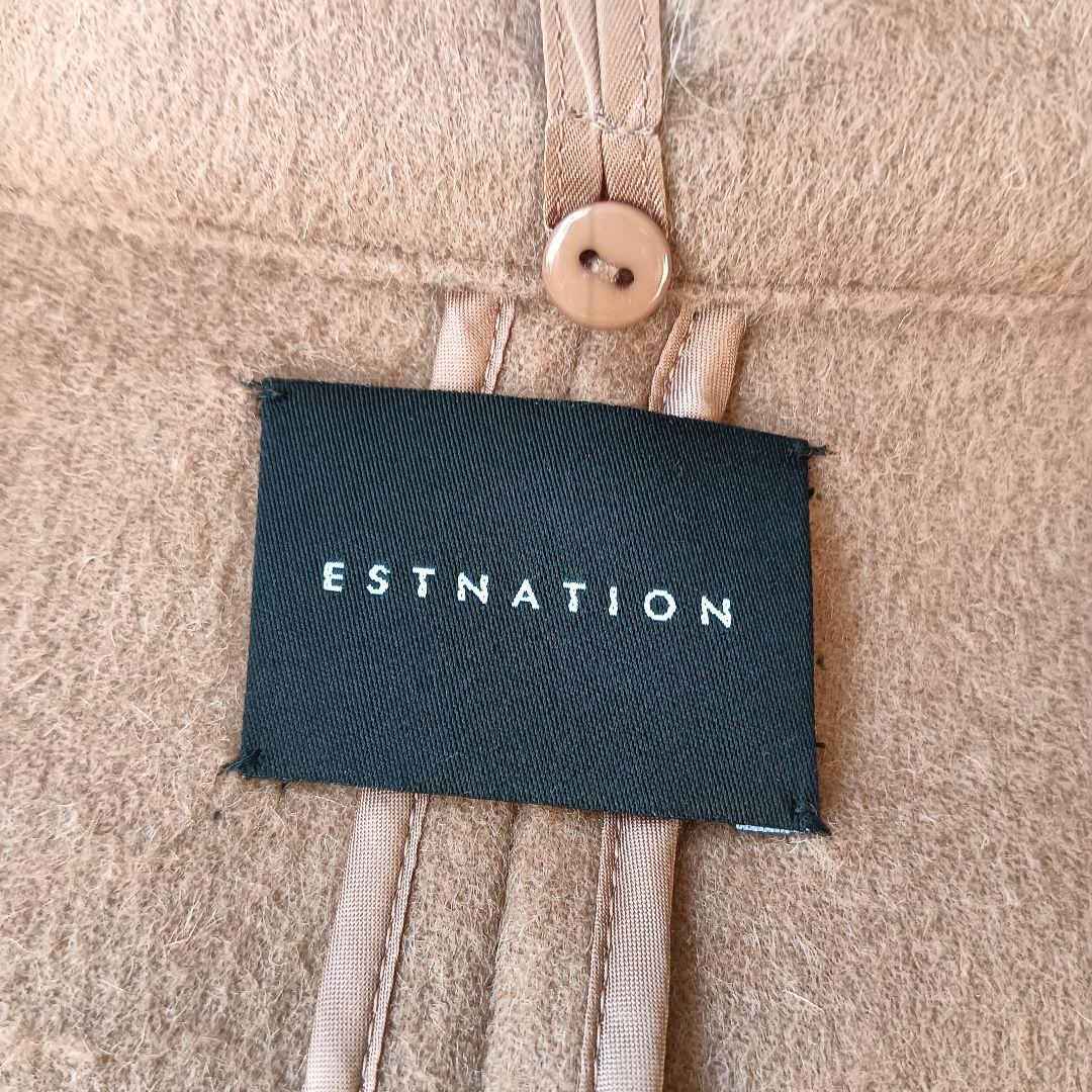 【エストネーション】ウールポンチョコート ラクーンファー 38 ベージュ