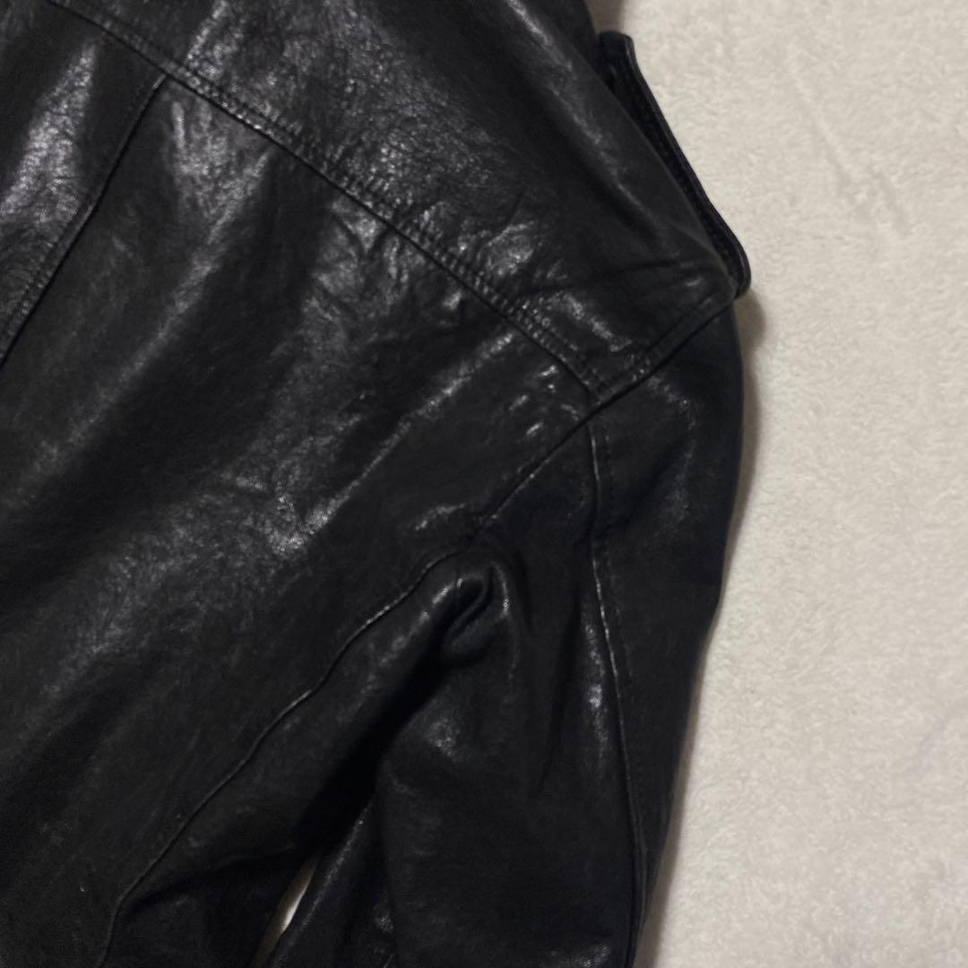 希少✨PS Paul Smith ラムレザー　シングルライダースジャケット　黒