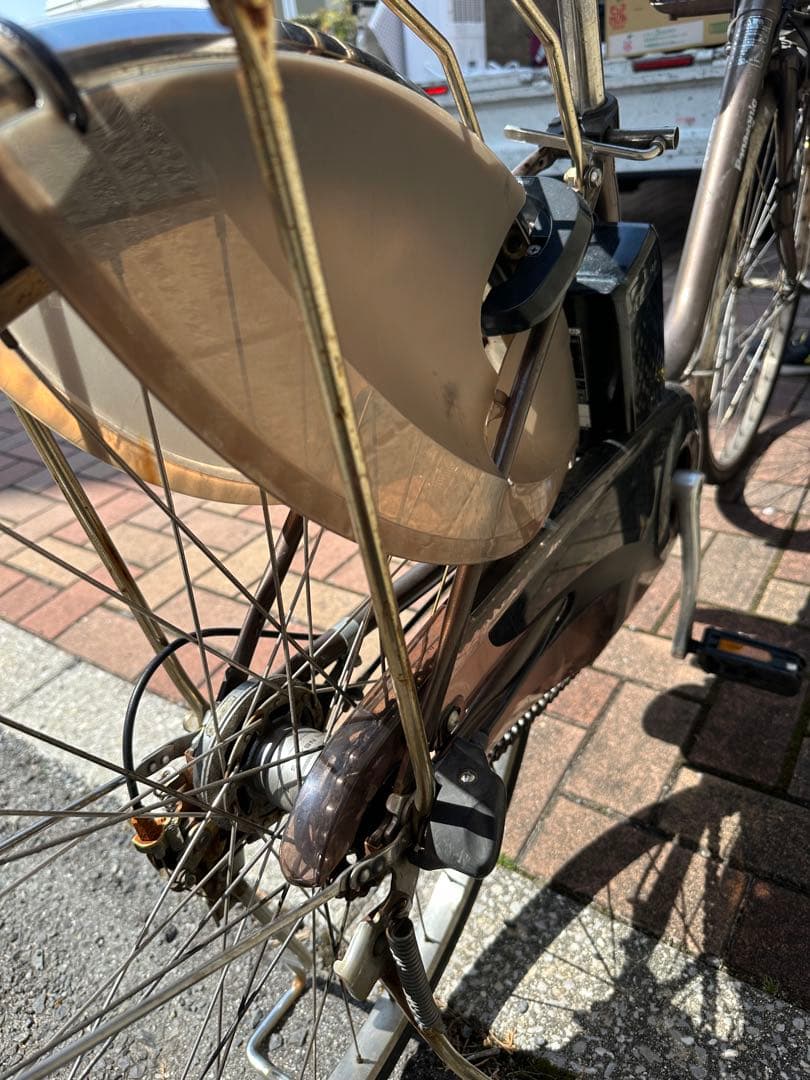 引き取り限定！パナソニック電動アシスト自転車 ブラウン 前カゴ付き