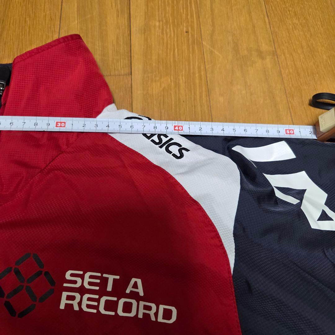極美品ASICS　A77ウインドブレーカーセットアップ　Oサイズ