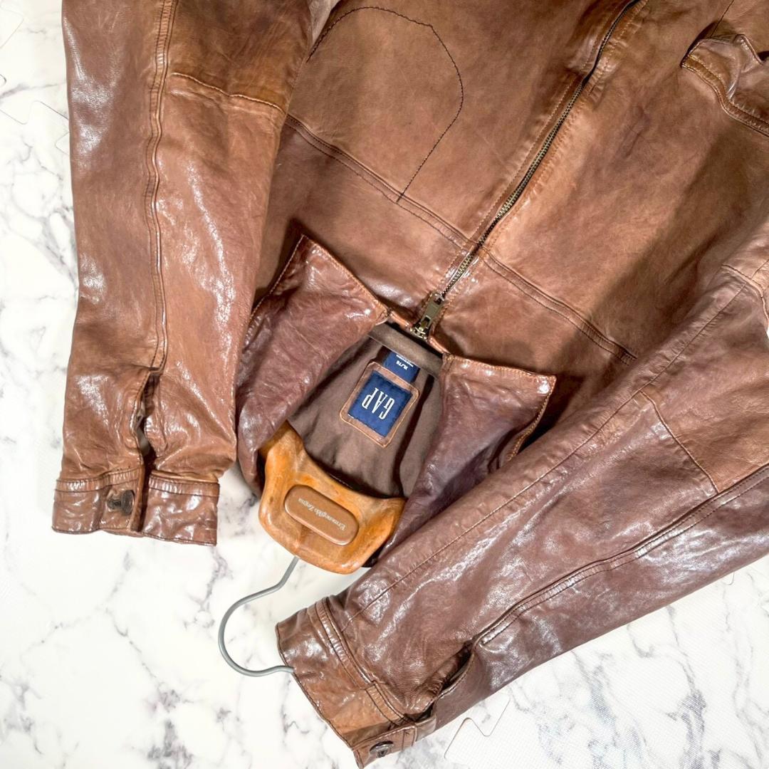 ✨ラムレザー/00s✨(XL) old GAP オールドギャップ ライダース 茶