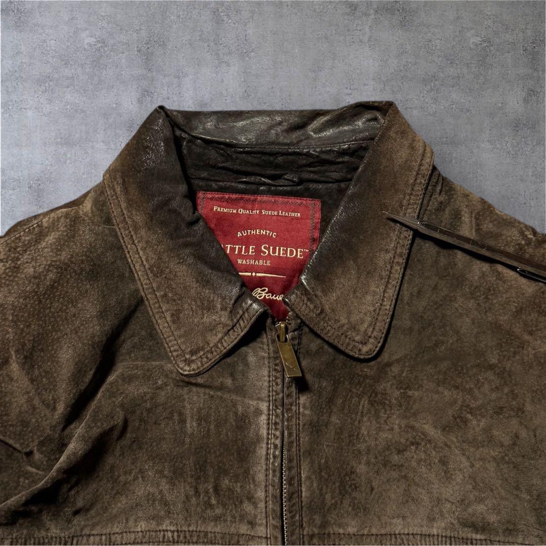 256 古着Eddie Bauerレザージャケットスエード短丈ソリッドビンテージ