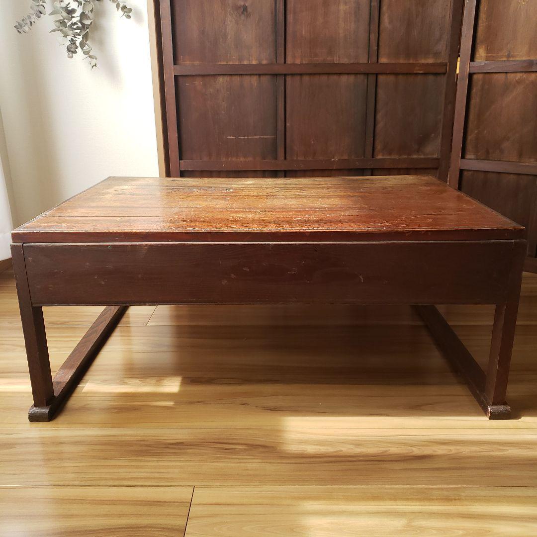 可愛い過ぎる古い机　帳場机　文机　古家具　ローテーブル　抽斗　欅　飾り台