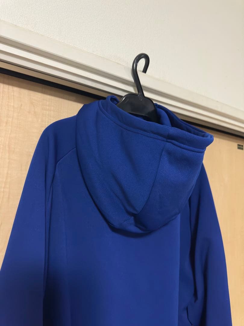 美品　ミズノプロハーフジップジャケット 裏起毛 パステルネイビー×ホワイト 野球