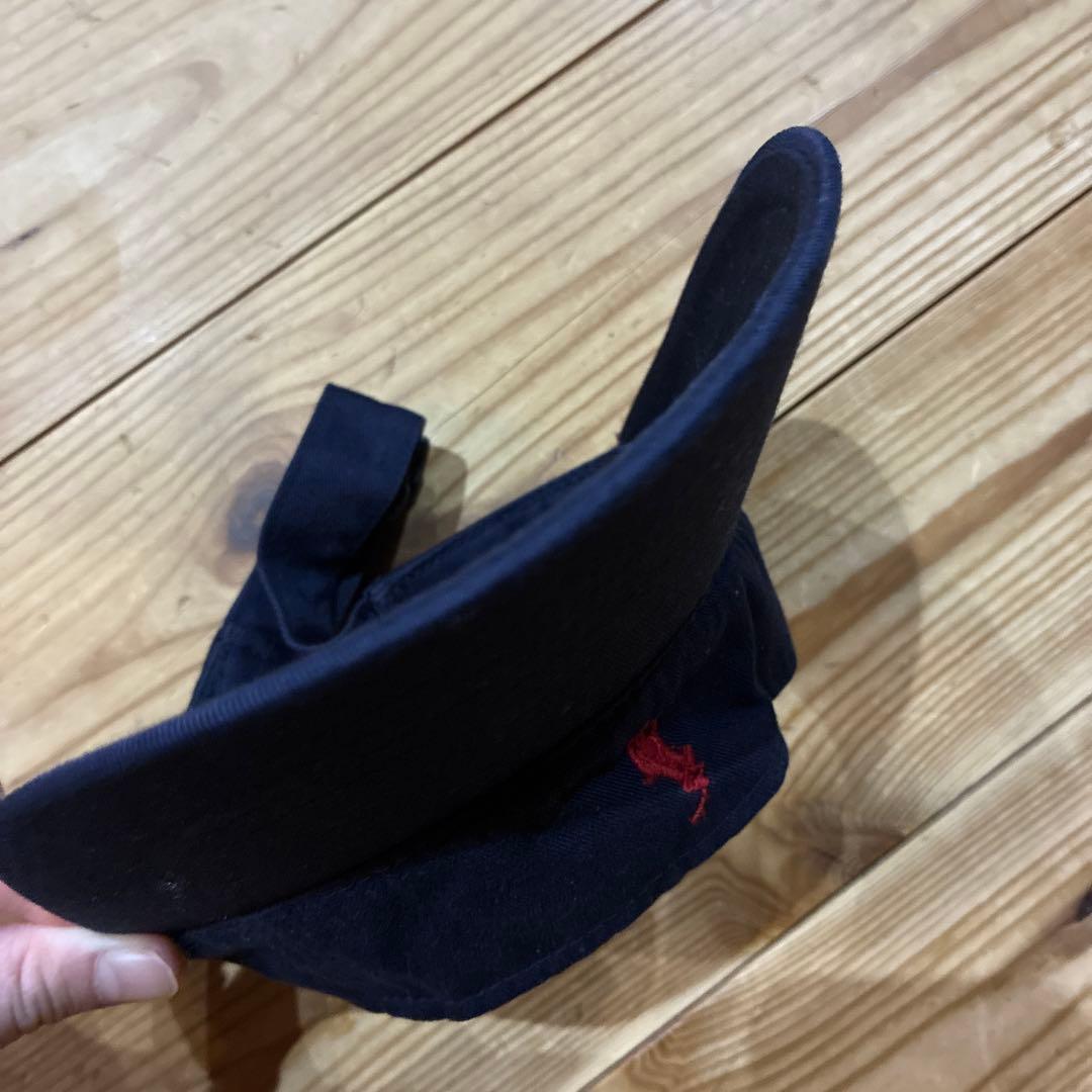 ラルフローレン　サンバイザー　ネイビー　ポニー刺繍　赤