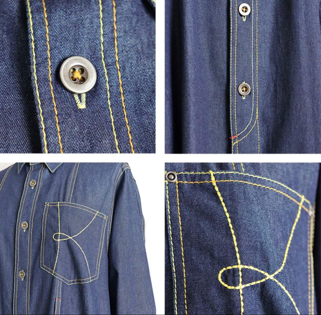 【希少】河谷シャツ シャツワンピース ジーンズワンピース デニム M インディゴ