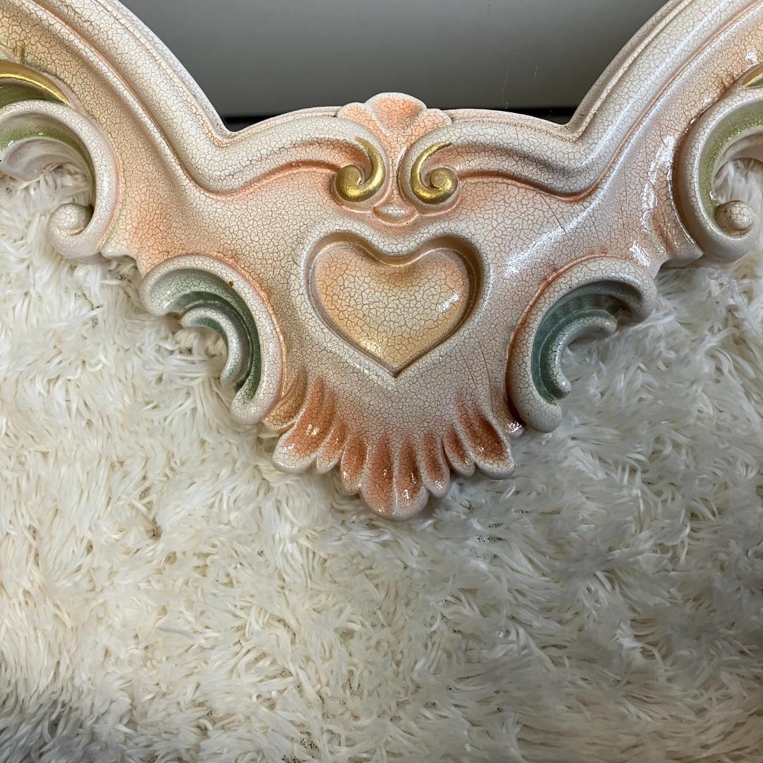 【美品】高級ロココ調　ひび割れ加工　クラック加工　姿見　大型ミラー　天使の鏡